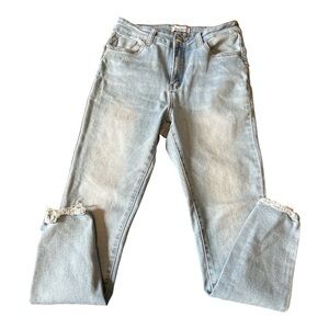 AGORSS Collection Women Juniors Distressed Raw Hem Light Blue Denim Jeans Sz 11
